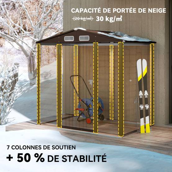 ComfortXL - Cabane de jardin acier galvanisé aménagement extérieur protection outils 190x131cm chêne - ComfortXL Outdoor Living - Image 7