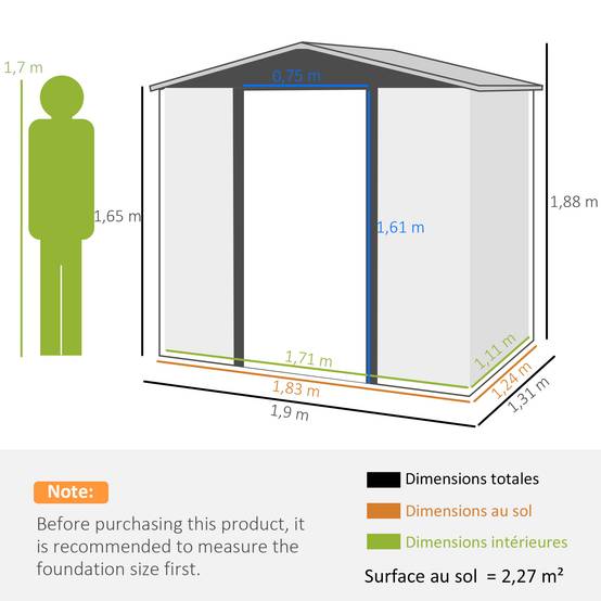 ComfortXL - Cabane de jardin acier galvanisé aménagement extérieur protection outils 190x131cm chêne - ComfortXL Outdoor Living - Image 5