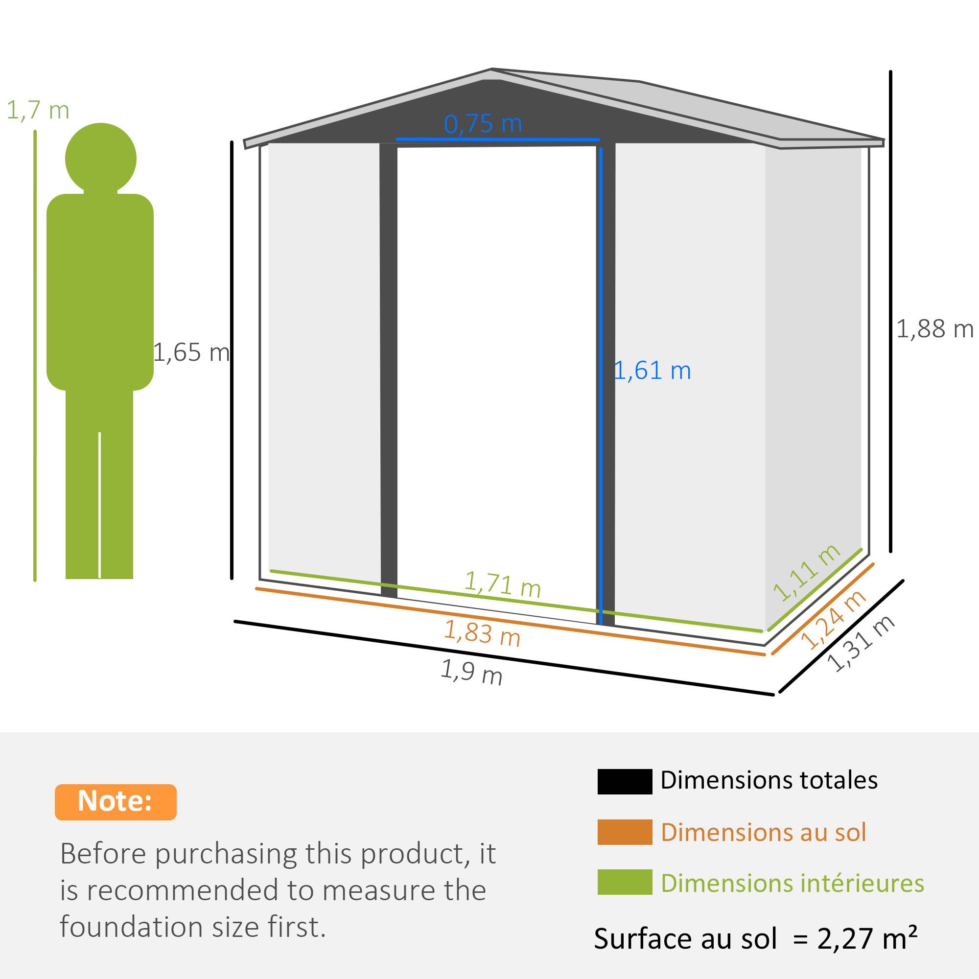 ComfortXL - Cabane de jardin acier galvanisé aménagement extérieur protection outils 190x131cm chêne - ComfortXL Outdoor Living - Image 5