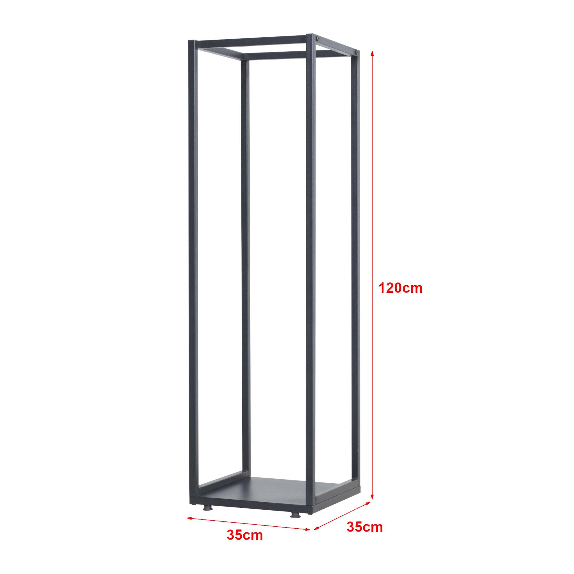 Helloshop26 - Range-bûches pour usage intérieur extérieur porte-bûches design support rangement bois de chauffage 35 x 35 x 120 cm acier laqué noir - Imagen 2