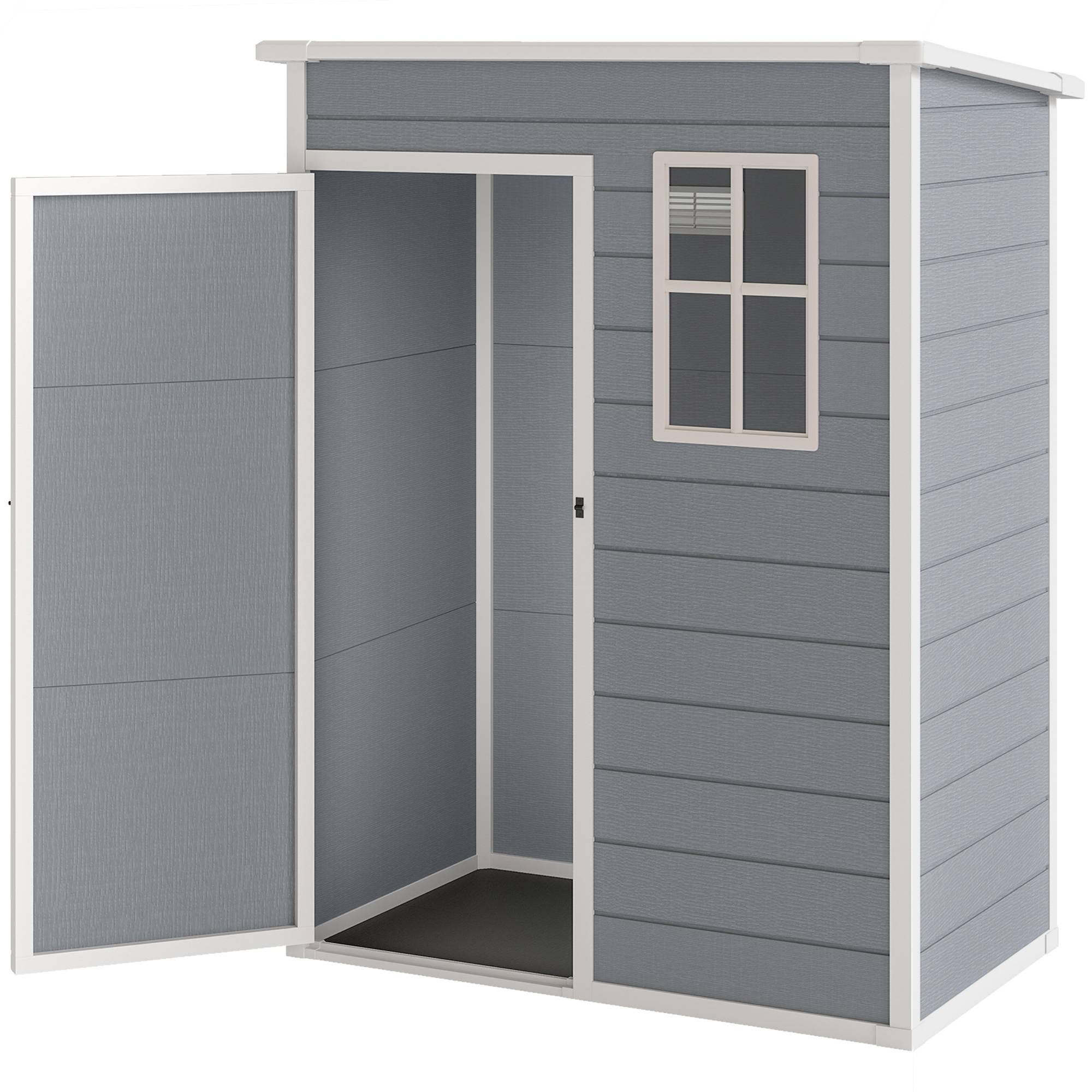 ComfortXL - Abri de jardin résine aluminium extérieur remise outils porte sécurisée 151x92x193cm gris - ComfortXL Outdoor Living - Image 2