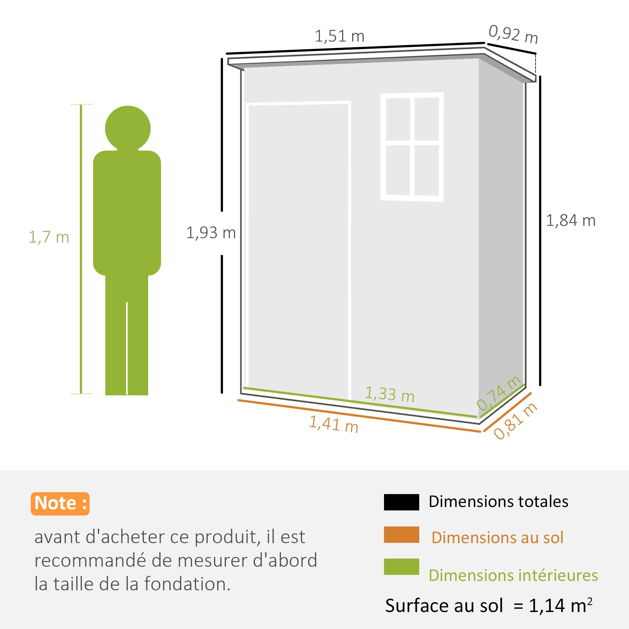 ComfortXL - Abri de jardin résine aluminium extérieur remise outils porte sécurisée 151x92x193cm gris - ComfortXL Outdoor Living - Image 5