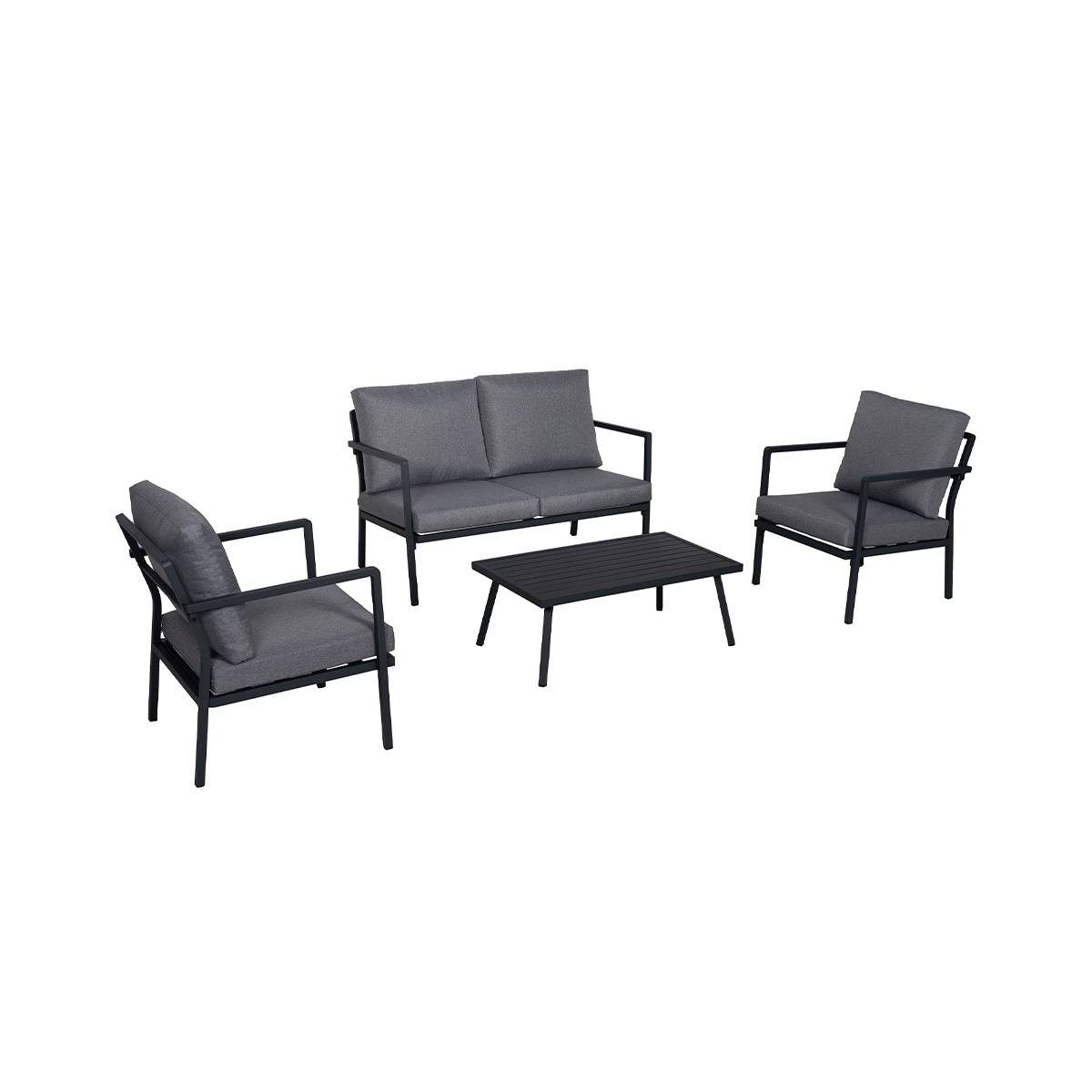 Salon de jardin bas en aluminium gris foncé - 4 places - Cémonjardin - Imagen 1
