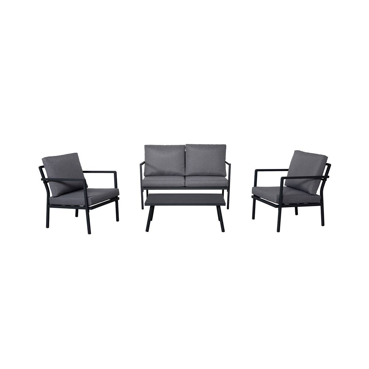 Salon de jardin bas en aluminium gris foncé - 4 places - Cémonjardin - Imagen 2