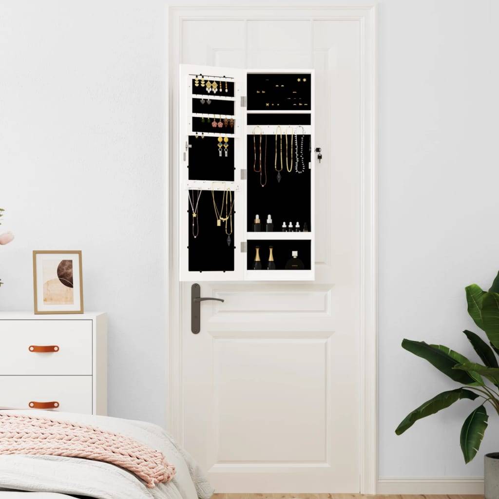 Maison Chic - Miroir Murale avec rangement - Armoire à bijoux avec miroir blanc 30x8,5x90 cm PC156 - Image 3