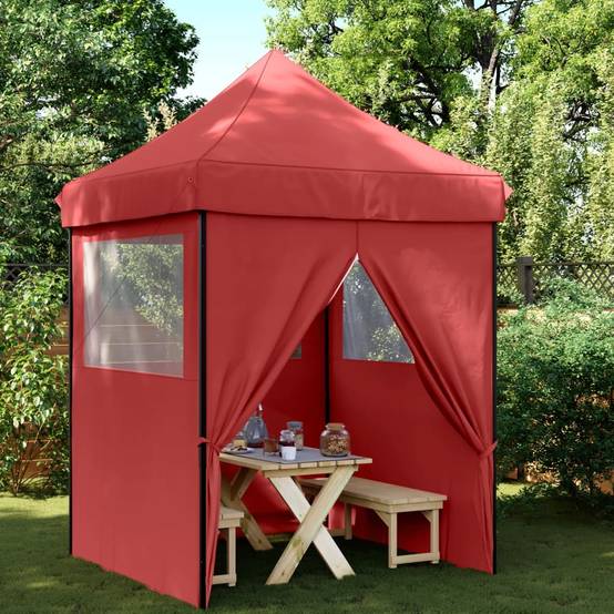 ComfortXL - Tente de réception pliante acier pour fêtes extérieur avec 4 parois 2x2m Rouge - ComfortXL Outdoor Living - Image 1