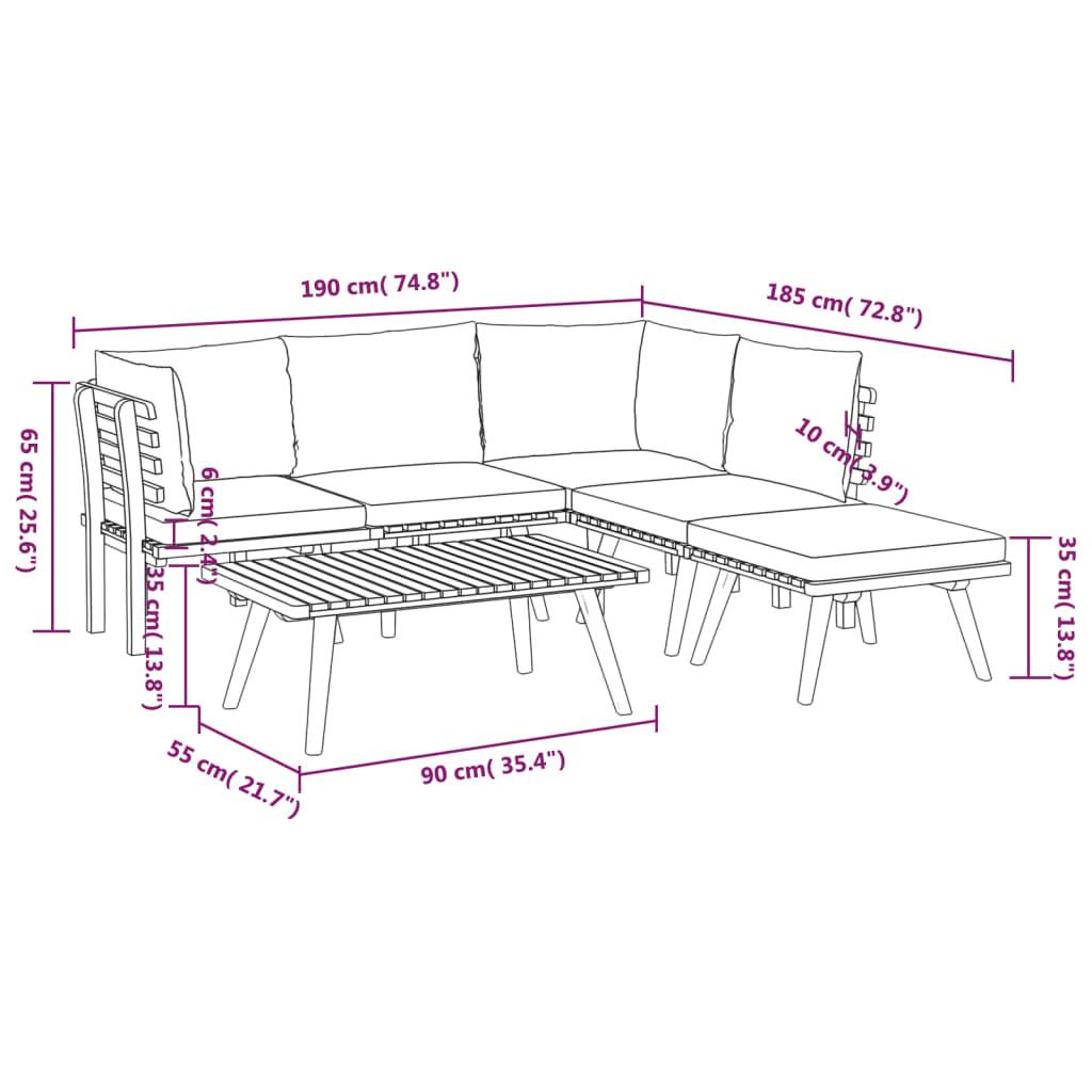 Vidaxl - Salon de jardin 6 pcs avec coussins Bois d'acacia solide vidaXL 3087005 - Imagen 3