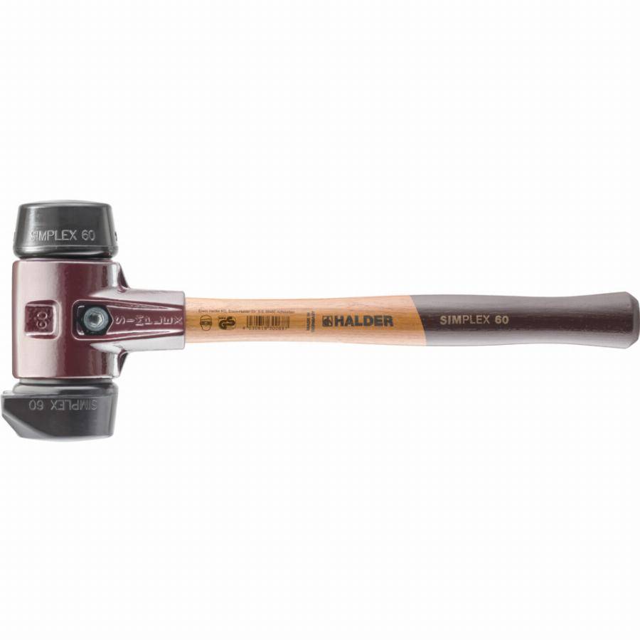 Maillet HALDER SIMPLEX Caoutchouc chargé, avec pied intégré / avec boîtier en fonte malléable et manche en bois de haute qualité - D=80 mm - 3022.280