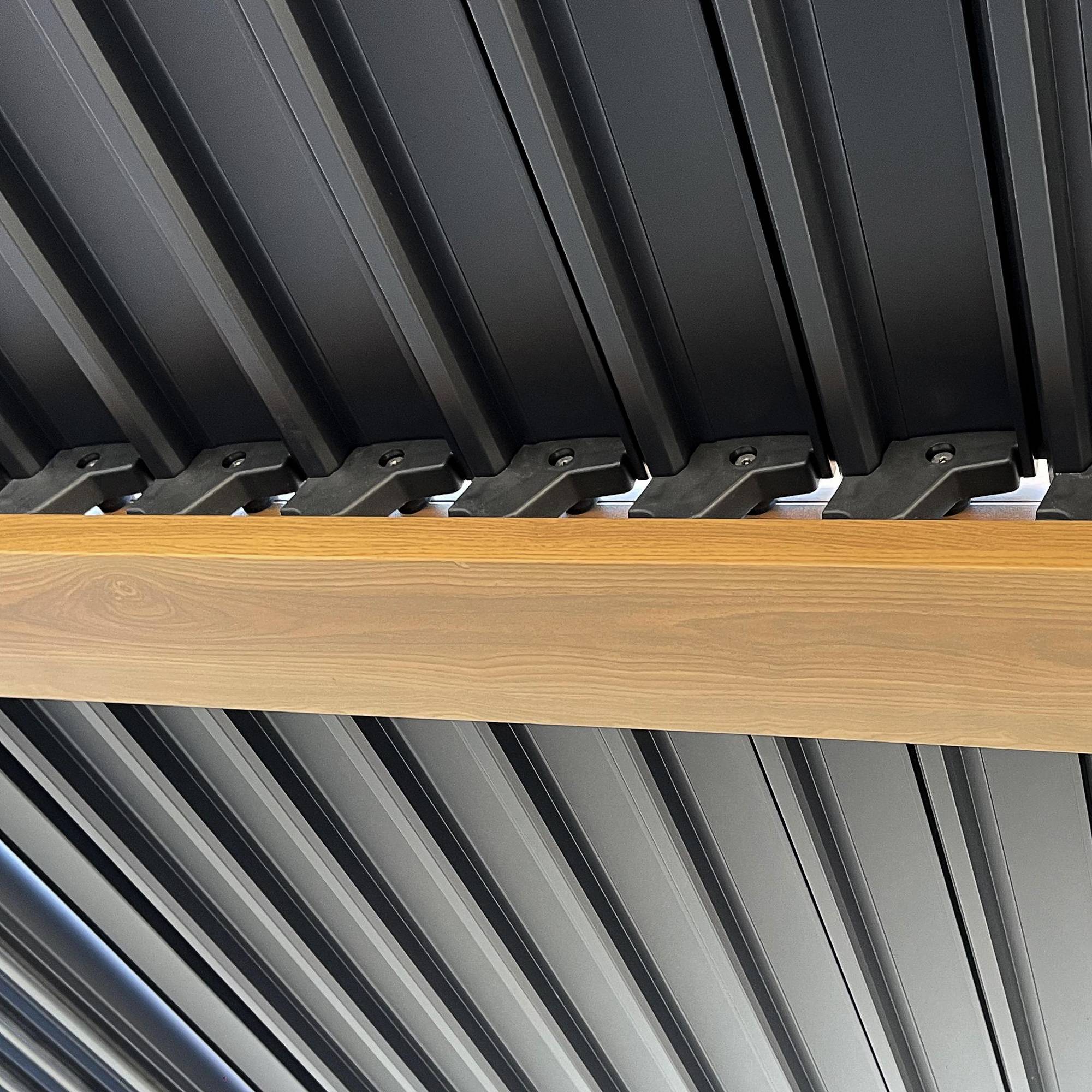Outsunny - Pergola bioclimatique 3 x 4 m style contemporain aluminium effet bois lames orientables gris noir - Outsunny - Image 5