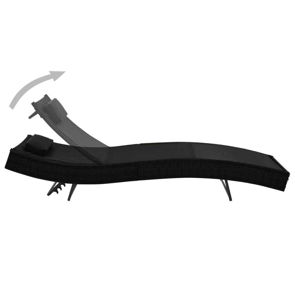 Vidaxl - Chaise longue 2 pcs et table Résine tressée et textilène Noir vidaXL 44893 - Imagen 6
