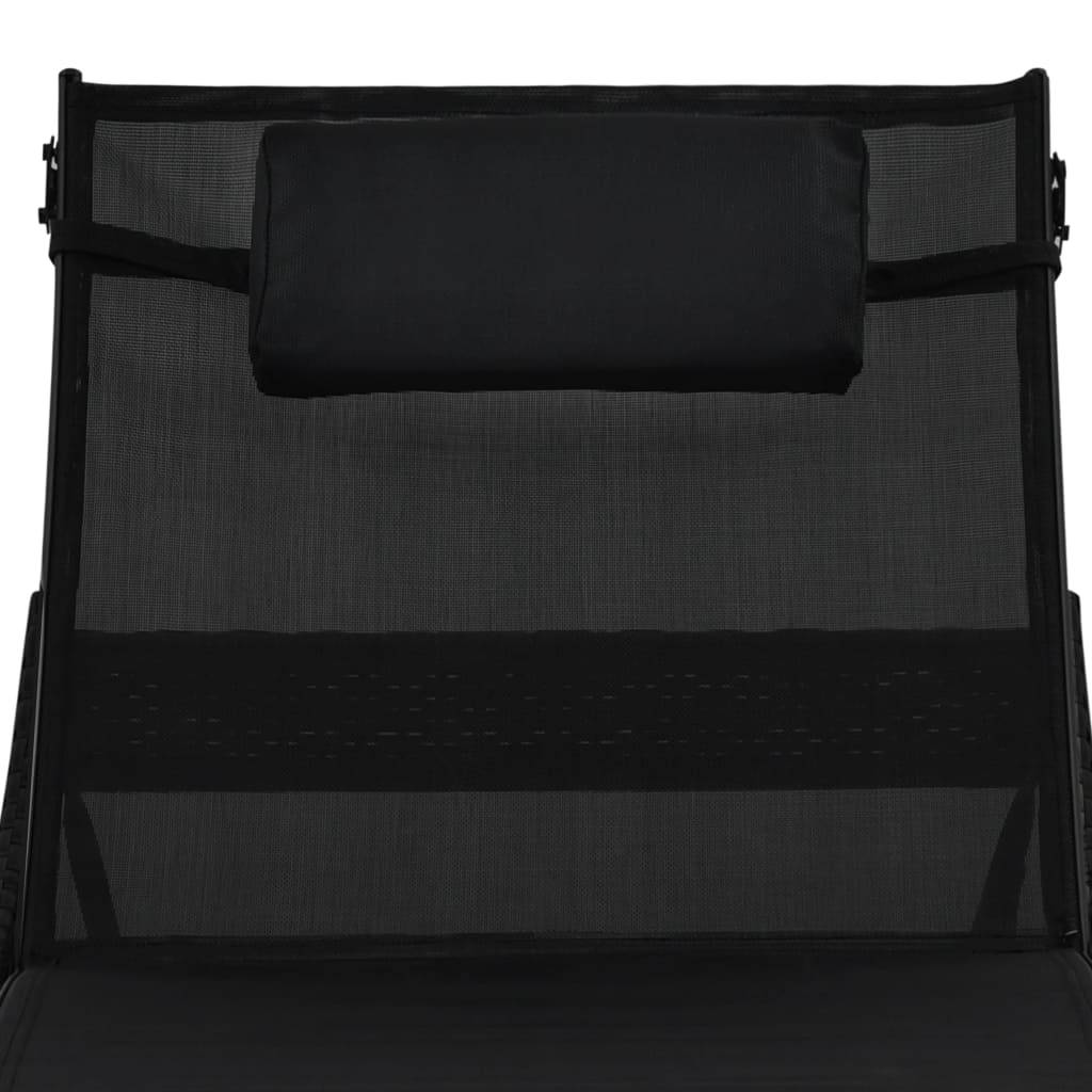 Vidaxl - Chaise longue 2 pcs et table Résine tressée et textilène Noir vidaXL 44893 - Imagen 5