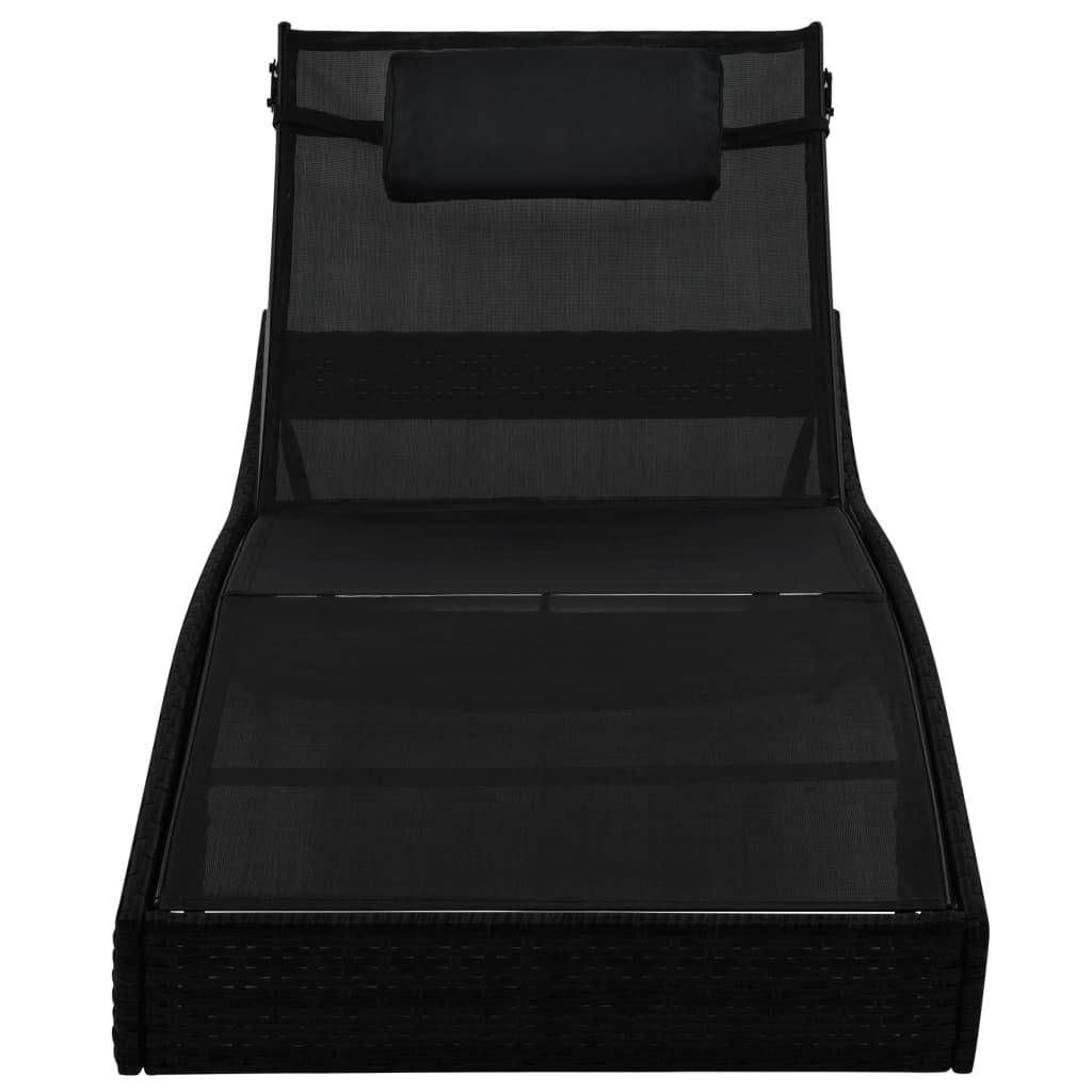 Vidaxl - Chaise longue 2 pcs et table Résine tressée et textilène Noir vidaXL 44893 - Imagen 7