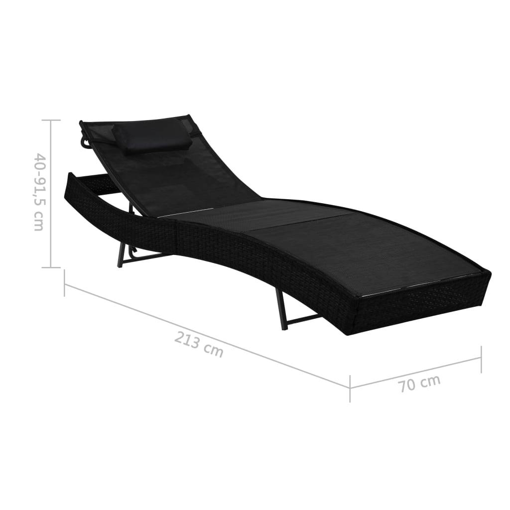 Vidaxl - Chaise longue 2 pcs et table Résine tressée et textilène Noir vidaXL 44893 - Imagen 3
