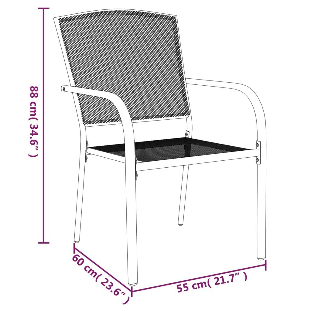 Ensemble Table et Chaises de Jardin 4 Places Acier Traité Grande Table 165cm et Chaises Empilables Anthracite – ComfortXL Outdoor Living - Image 9
