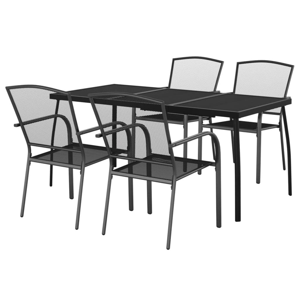 Ensemble Table et Chaises de Jardin 4 Places Acier Traité Grande Table 165cm et Chaises Empilables Anthracite – ComfortXL Outdoor Living - Image 3