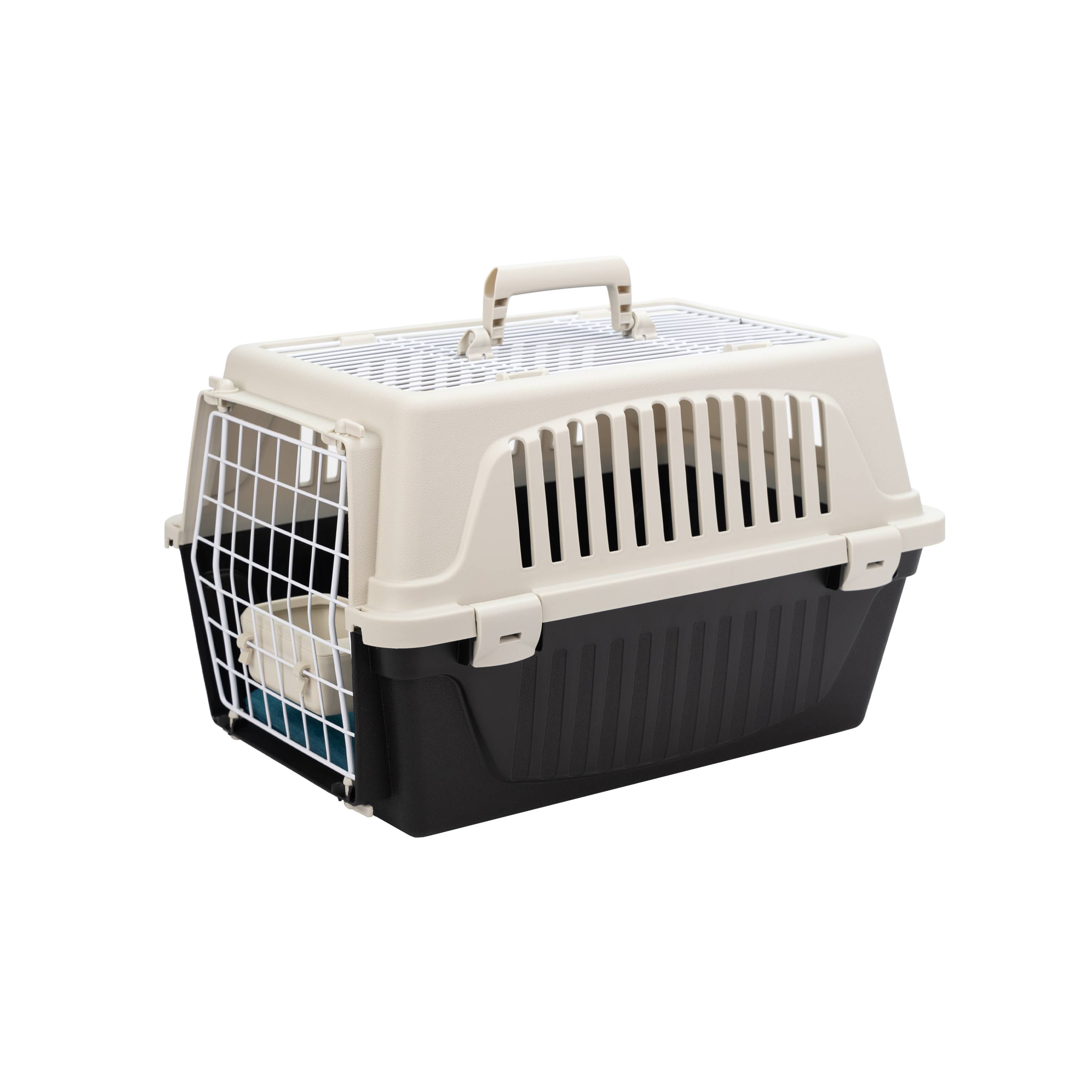 Ferplast - Ferplast Caisse de Transport Chat, Cage de Transport pour Chiens Petits et Chats jusqu'à 5 Kg, Toit Ouvrable, avec Coussin et Gamelle, Fentes - Imagen 1
