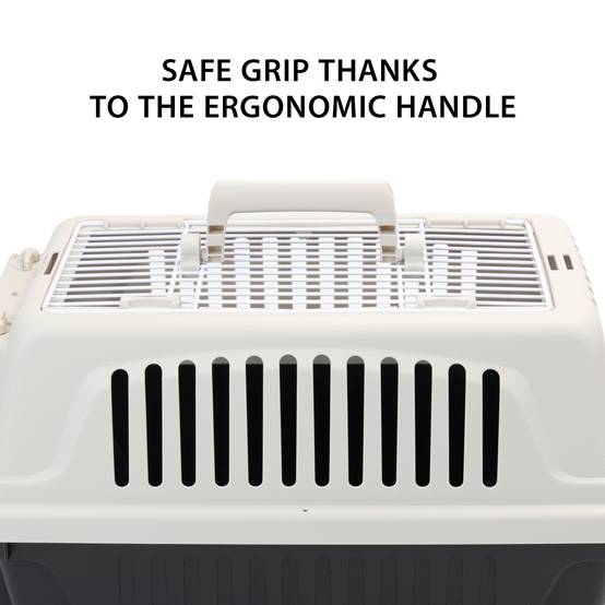 Ferplast - Ferplast Caisse de Transport Chat, Cage de Transport pour Chiens Petits et Chats jusqu'à 5 Kg, Toit Ouvrable, avec Coussin et Gamelle, Fentes - Imagen 9