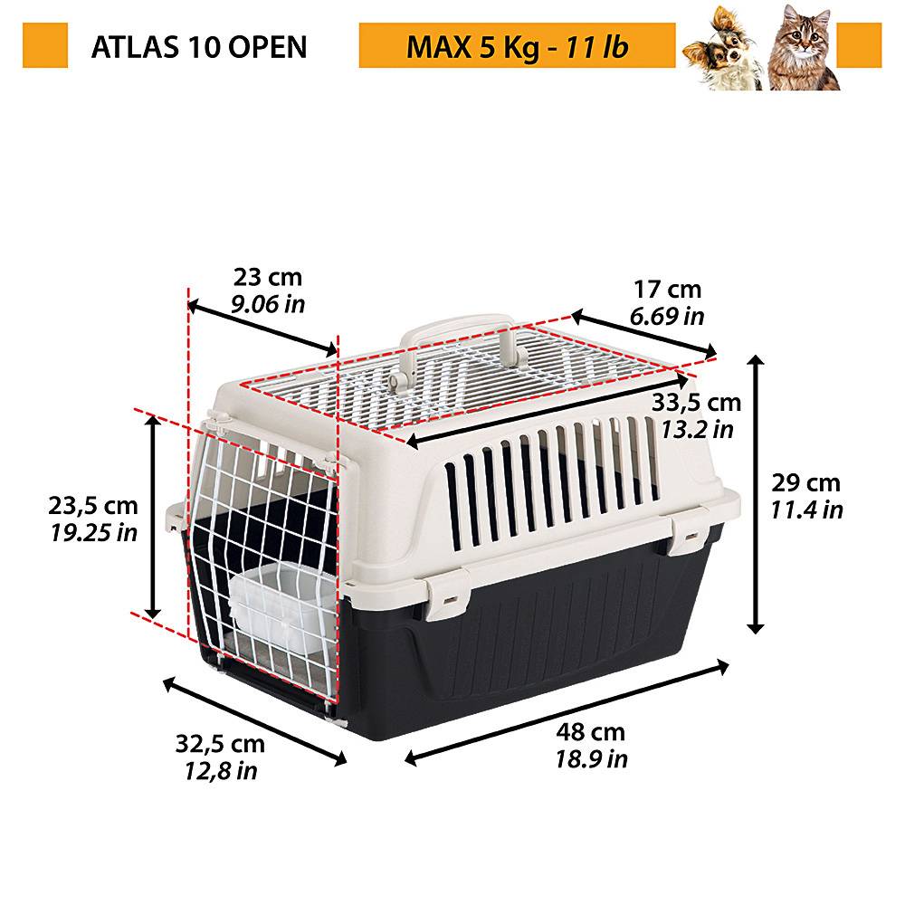 Ferplast - Ferplast Caisse de Transport Chat, Cage de Transport pour Chiens Petits et Chats jusqu'à 5 Kg, Toit Ouvrable, avec Coussin et Gamelle, Fentes - Imagen 2
