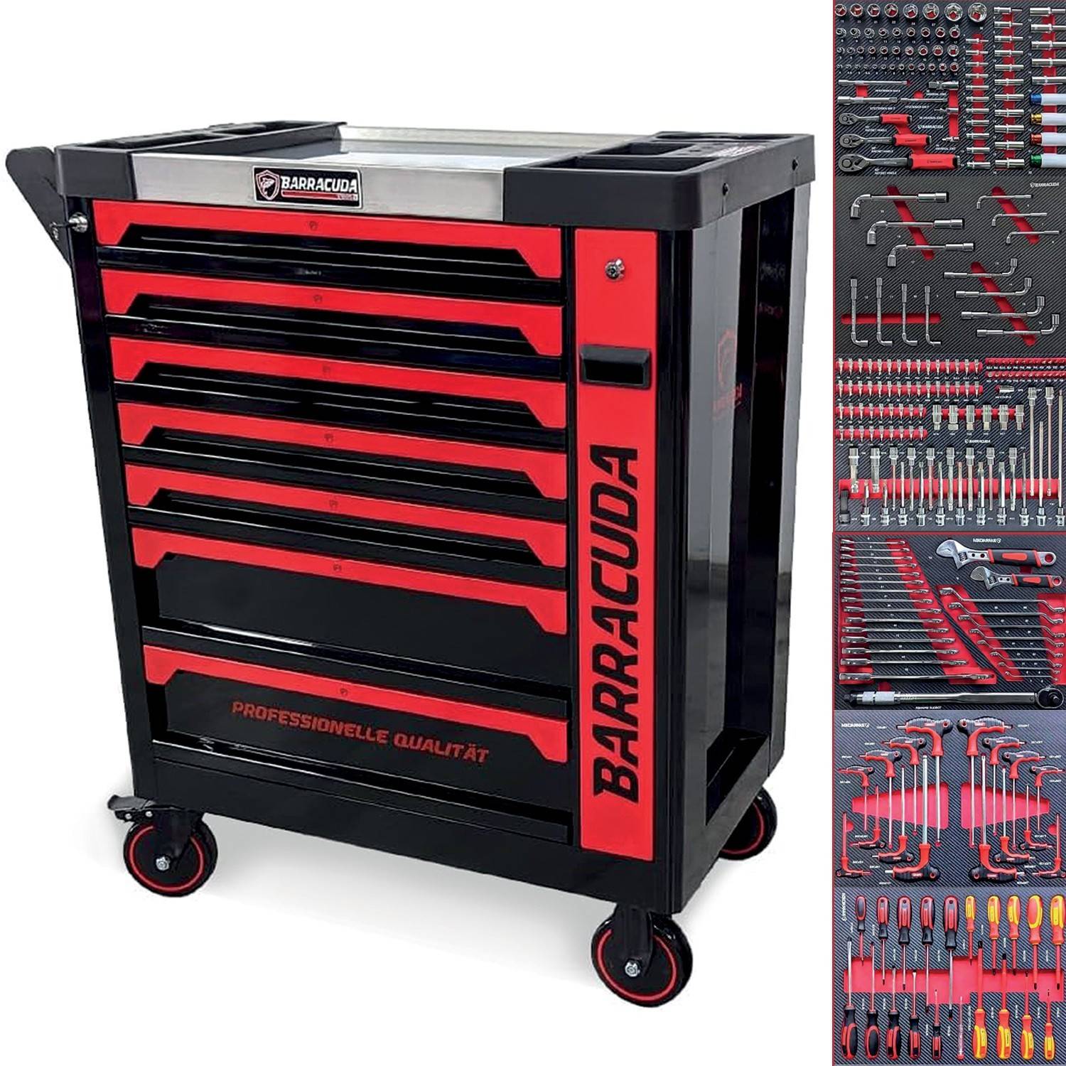 Servante d'atelier complète Barracuda Tools CUDA Max XXL 8 tiroirs 6 outillés, 4 roues, 2 freins, Chariot MECANICIEN, GARAGISTE - Image 1