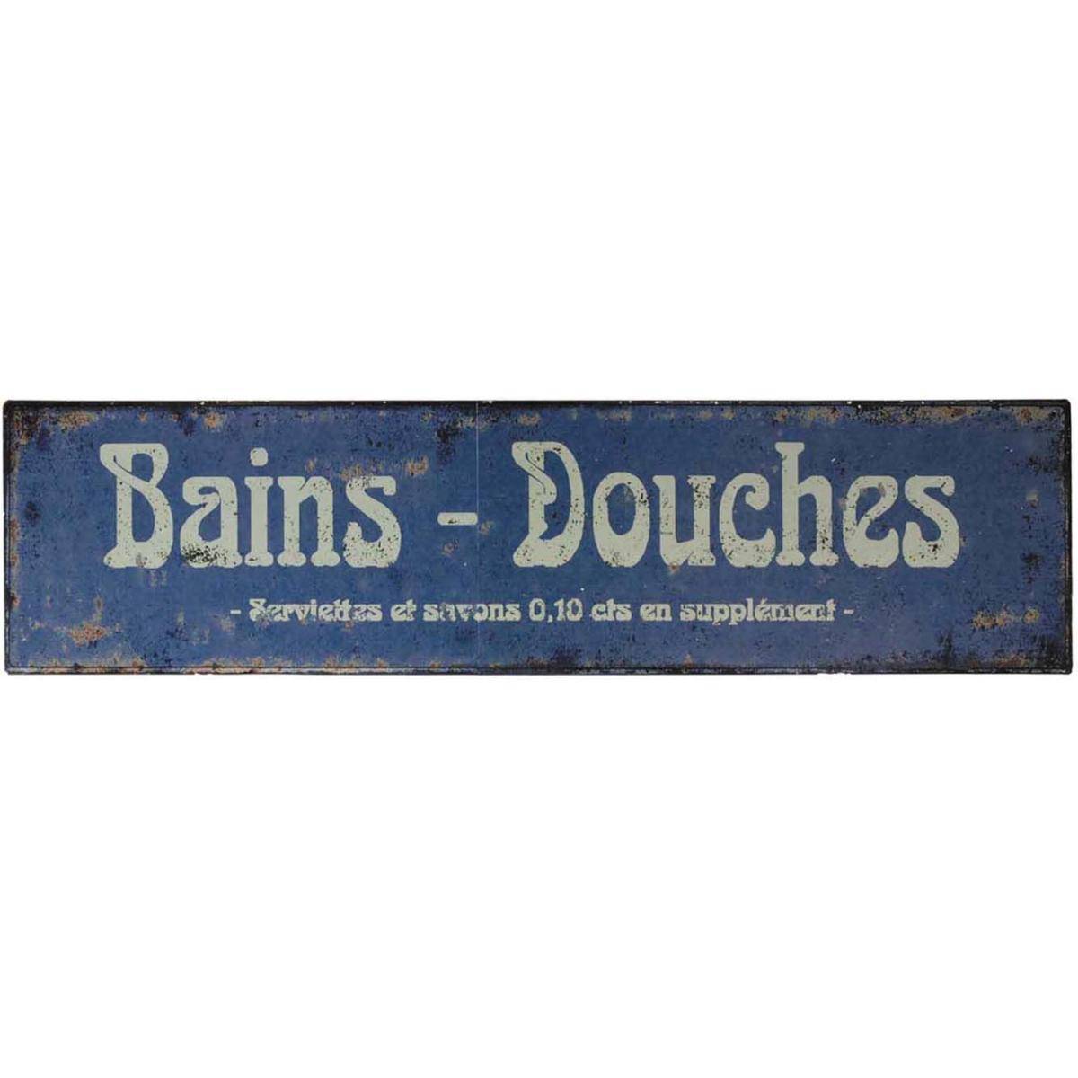 Antic Line Creations - Plaque publicitaire Bains-douches bleue antique
