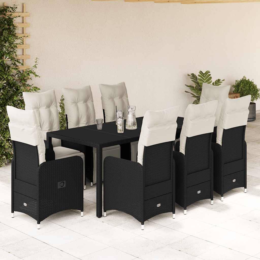 Salon de jardin 8 personnes résine tressée avec fauteuils inclinables Noir – ComfortXL Outdoor Living - Image 1