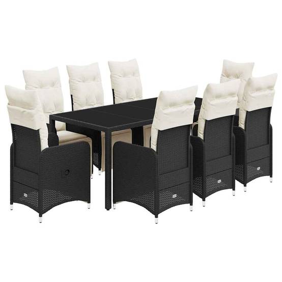 Salon de jardin 8 personnes résine tressée avec fauteuils inclinables Noir – ComfortXL Outdoor Living - Image 2
