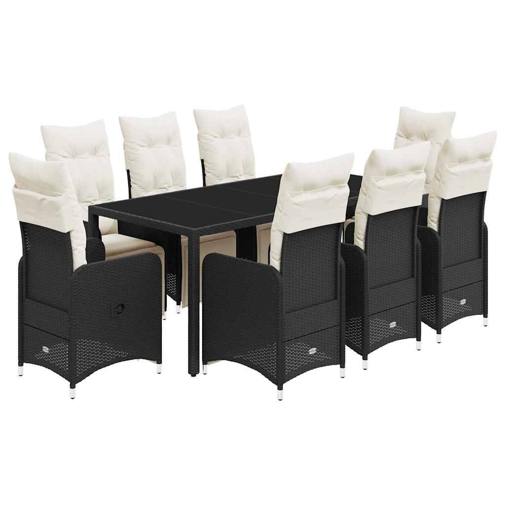 Salon de jardin 8 personnes résine tressée avec fauteuils inclinables Noir – ComfortXL Outdoor Living - Image 2