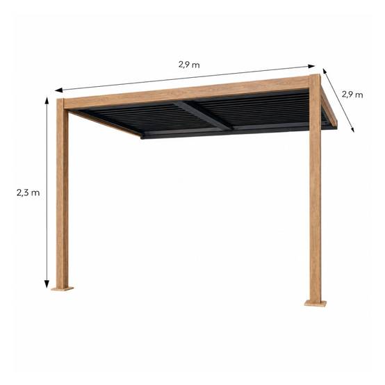 Pergola bioclimatique 3x3m adossée effet bois SIFNOS - Image 3