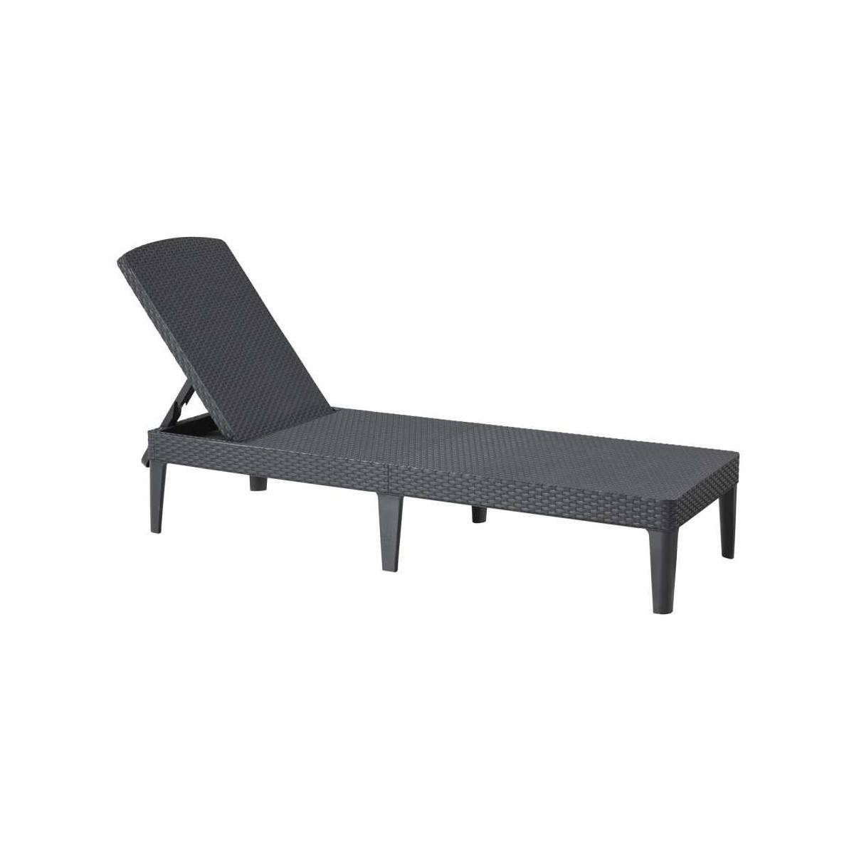 Keter - Transat inclinable 4 positions KETER Transat effet rotin anthracite Bain de soleil Haute resistance Jardin Terrasse - Imagen 1