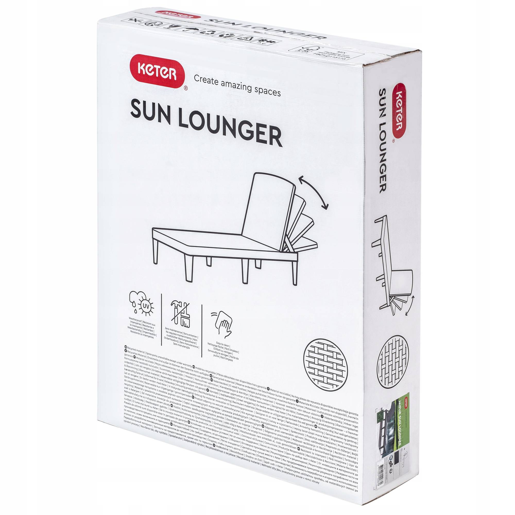 Keter - Transat inclinable 4 positions KETER Transat effet rotin anthracite Bain de soleil Haute resistance Jardin Terrasse - Image 6