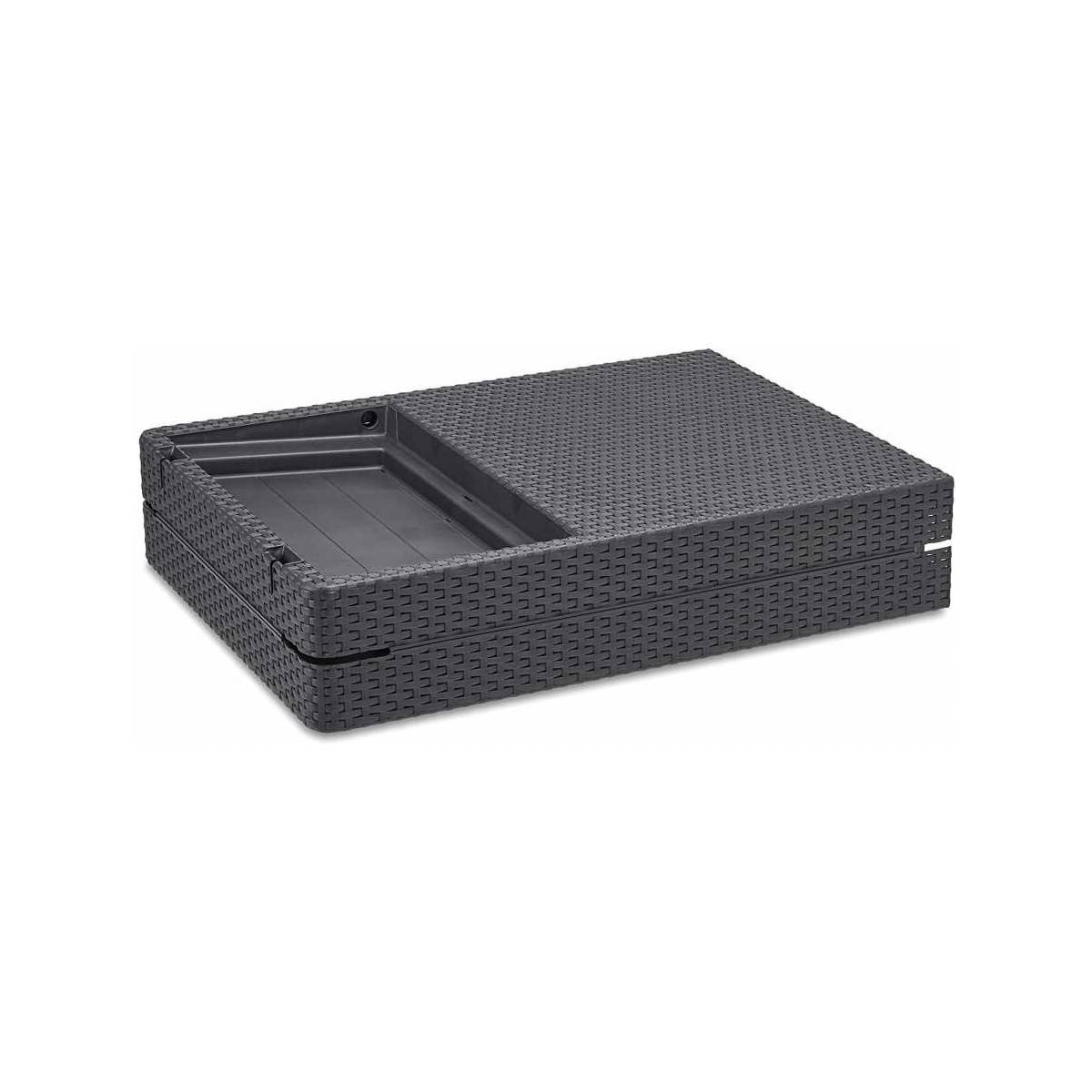 Keter - Transat inclinable 4 positions KETER Transat effet rotin anthracite Bain de soleil Haute resistance Jardin Terrasse - Imagen 4