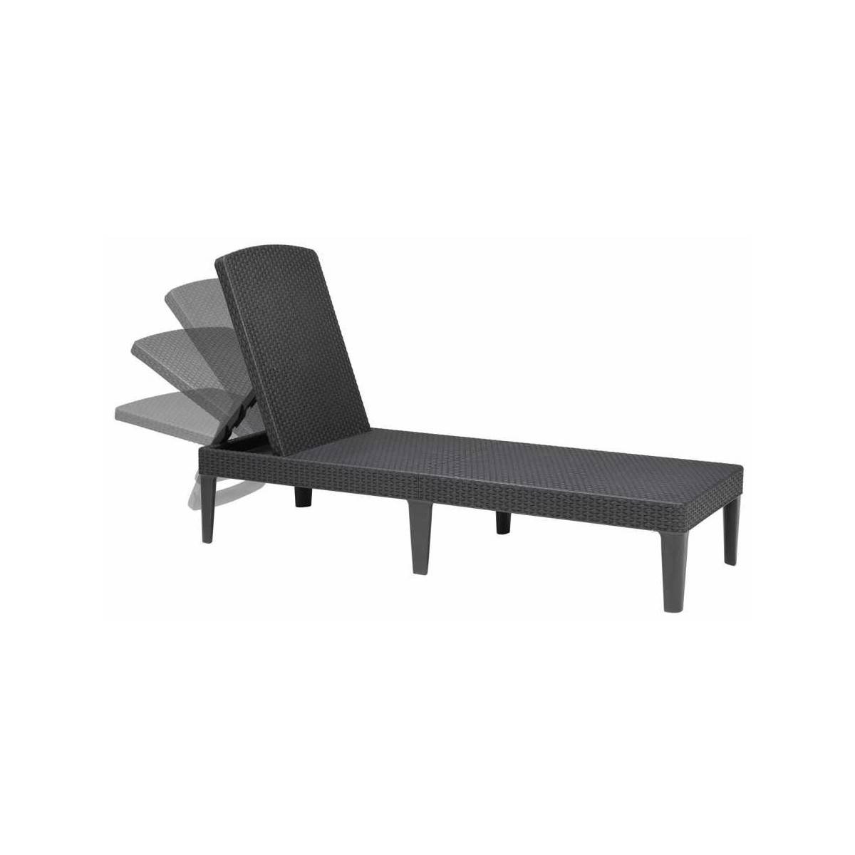 Keter - Transat inclinable 4 positions KETER Transat effet rotin anthracite Bain de soleil Haute resistance Jardin Terrasse - Imagen 2