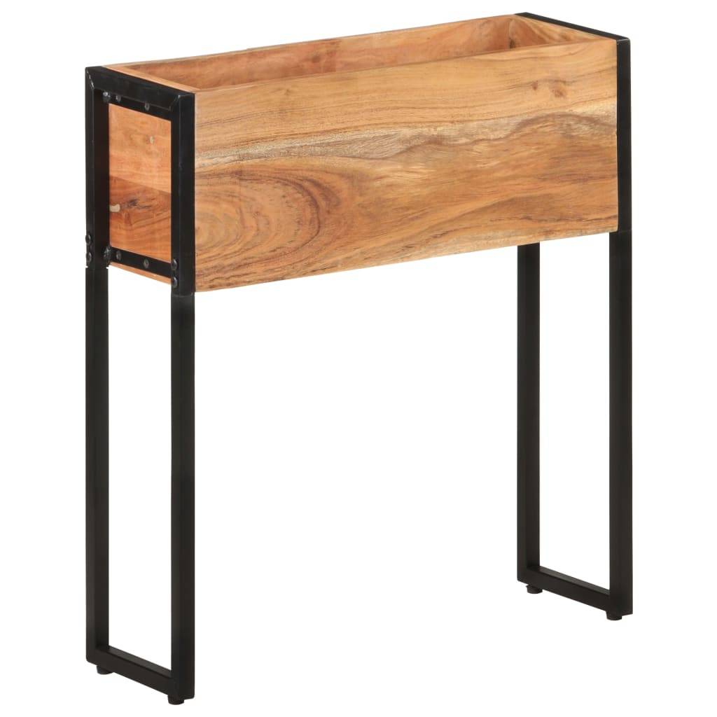 Jardinière bois d'acacia et acier naturel et noir 60 x 20 x 68 cm - PANGIVO - Image 10