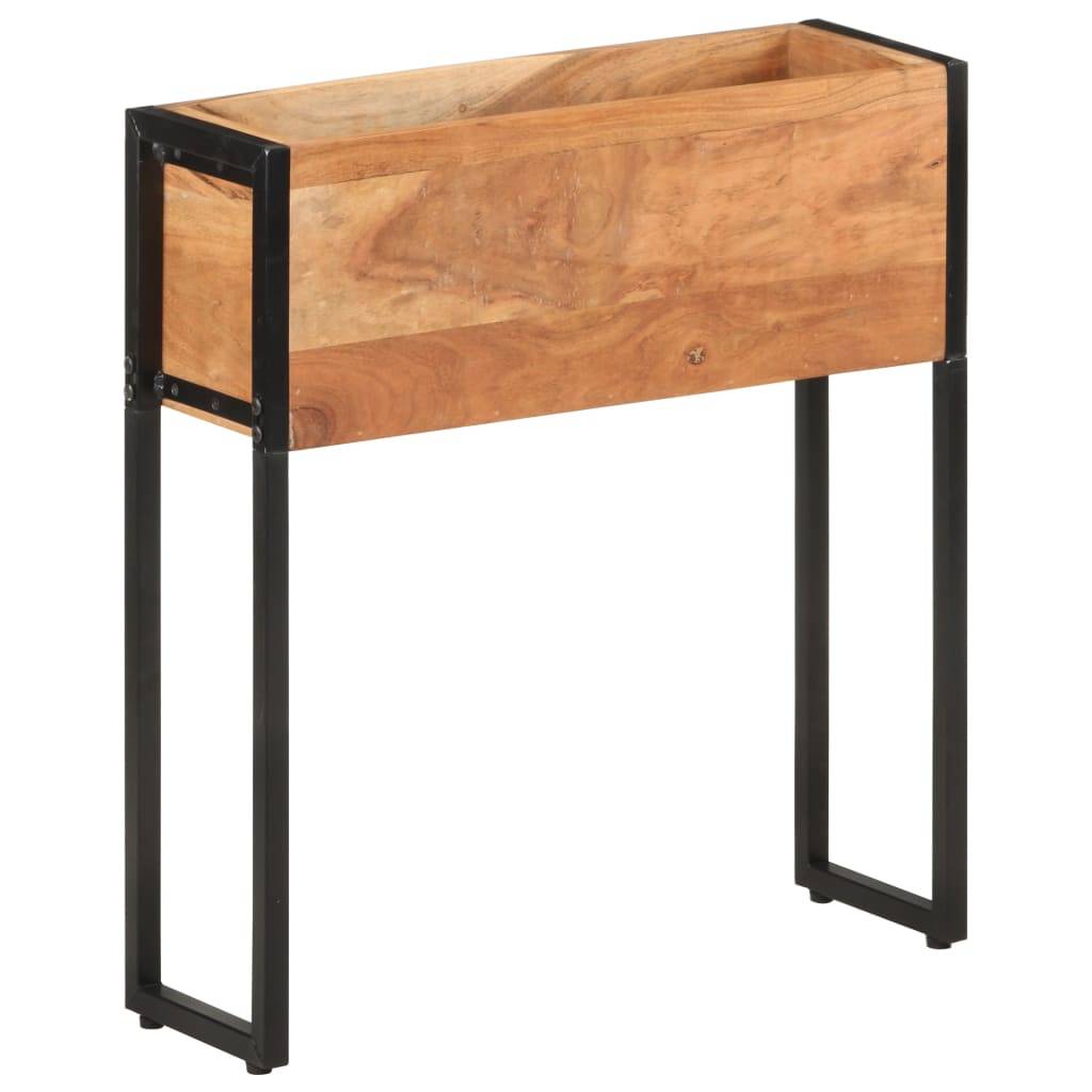 Jardinière bois d'acacia et acier naturel et noir 60 x 20 x 68 cm - PANGIVO - Image 9