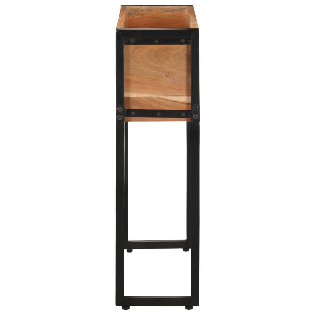 Jardinière bois d'acacia et acier naturel et noir 60 x 20 x 68 cm - PANGIVO - Image 3