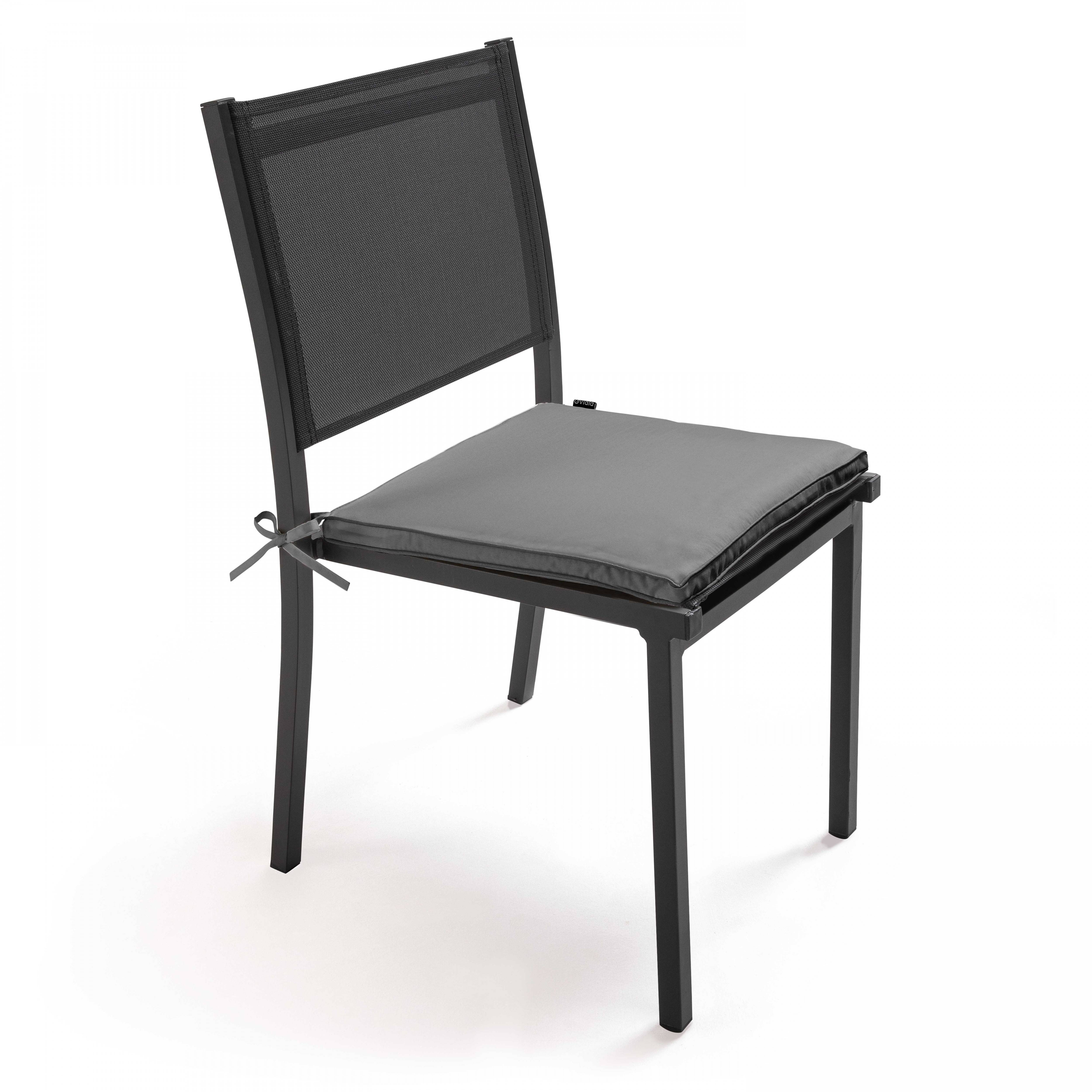 Oviala - Lot de 4 galettes de chaise polyester gris 40x40x3 cm Machu - Oviala - Imagen 3