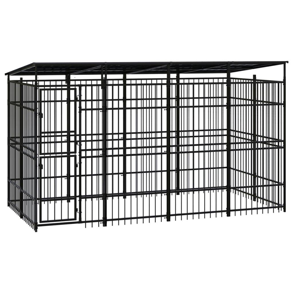 Vidaxl - Chenil d'extérieur avec toit pour chiens Acier 7,37 m² vidaXL 3097967 - Imagen 1