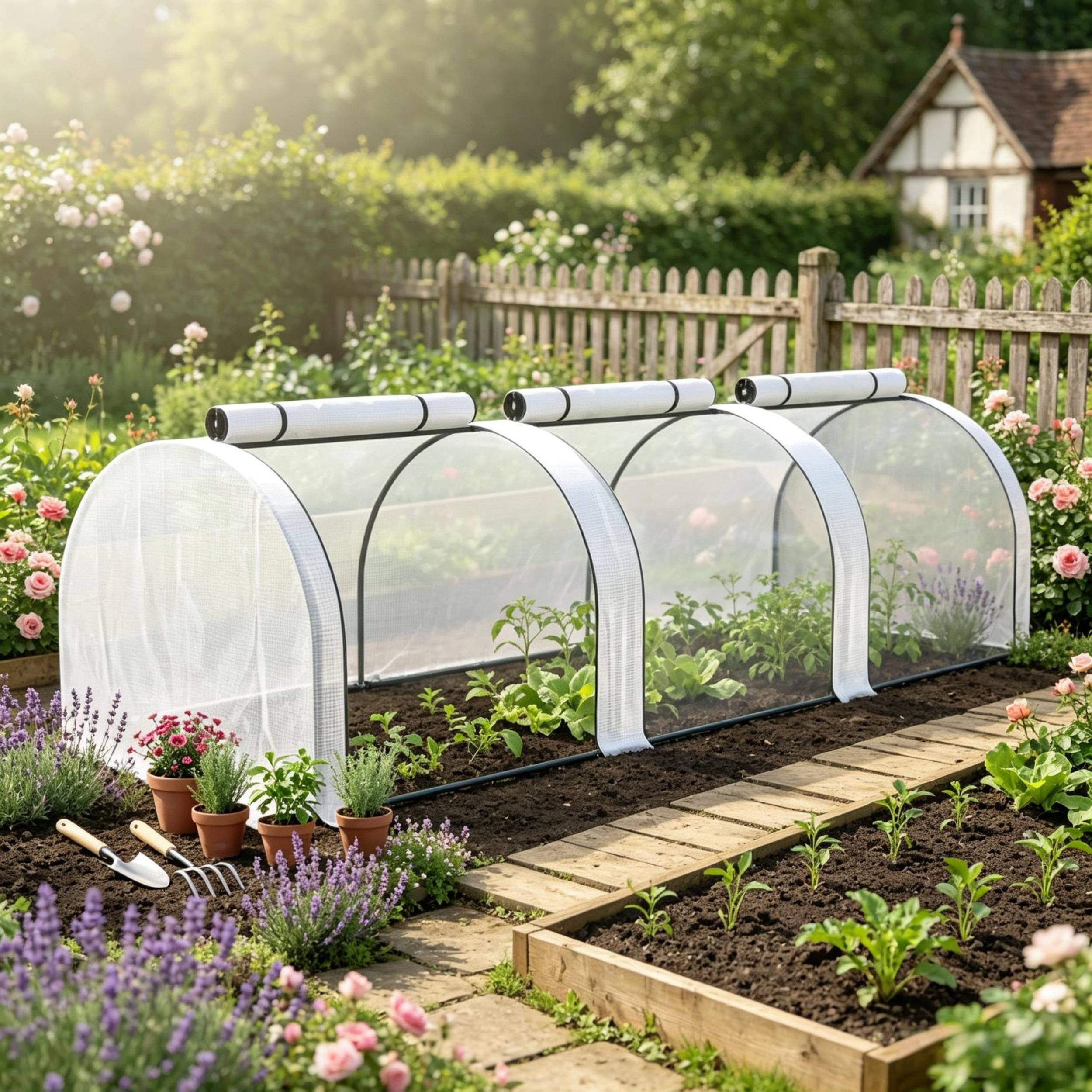 ComfortXL - Serre tunnel de jardin acier PE 295 x 100 x 80 cm blanche potager anti-UV pluie - ComfortXL Outdoor Living