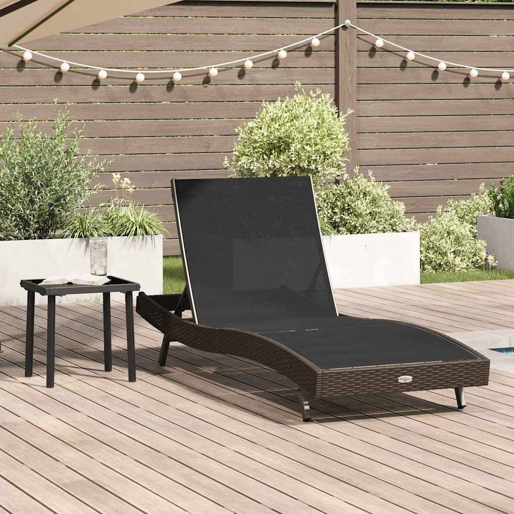 PANGIVO - Transat polyrotin Noir et Marron 197 x 70 x 82 cm avec Table 40 x 40 x 40,5 cm - PANGIVO - Image 1
