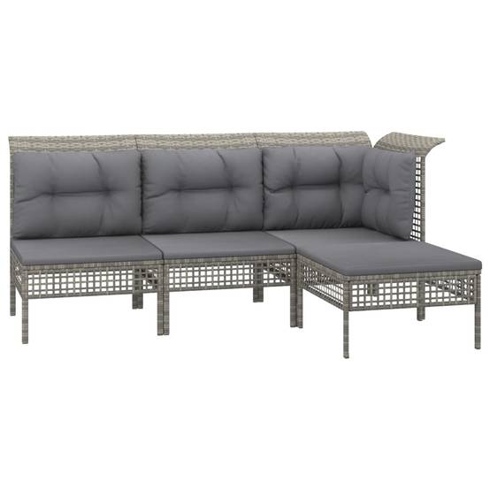 Helloshop26 - Salon de jardin meuble d'extérieur ensemble de mobilier 4 pièces avec coussins gris résine tressée - Imagen 1