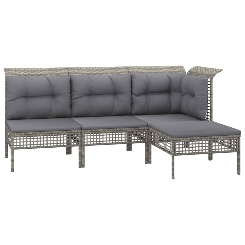 Helloshop26 - Salon de jardin meuble d'extérieur ensemble de mobilier 4 pièces avec coussins gris résine tressée - Imagen 1