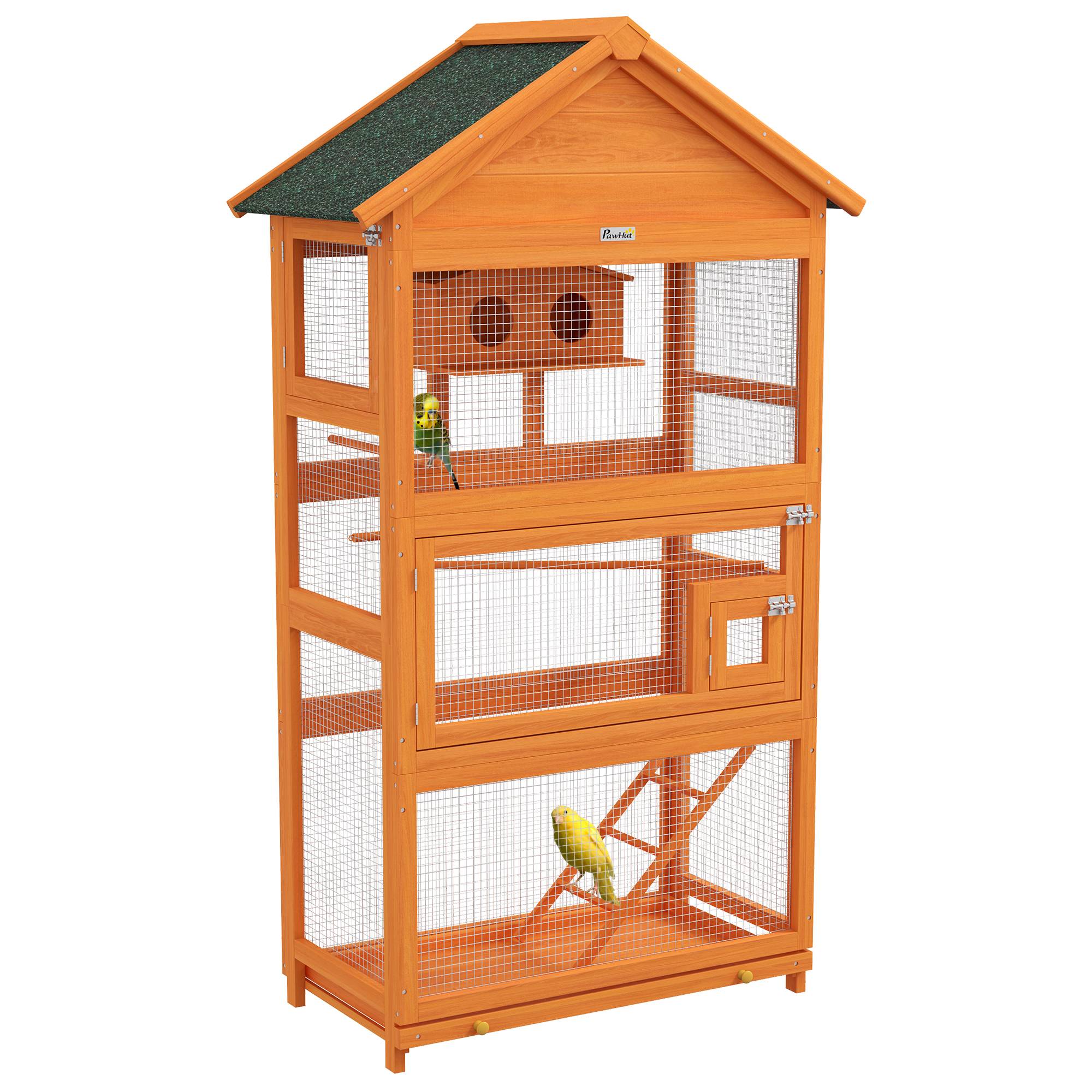Cage à oiseaux bois orange 92 x 52 x 171 cm - PANGIVO - Image 1