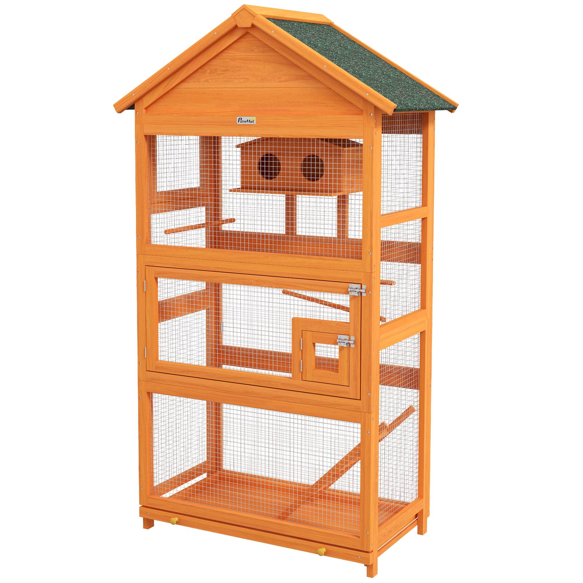 Cage à oiseaux bois orange 92 x 52 x 171 cm - PANGIVO - Image 2