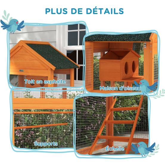 Cage à oiseaux bois orange 92 x 52 x 171 cm - PANGIVO - Image 9