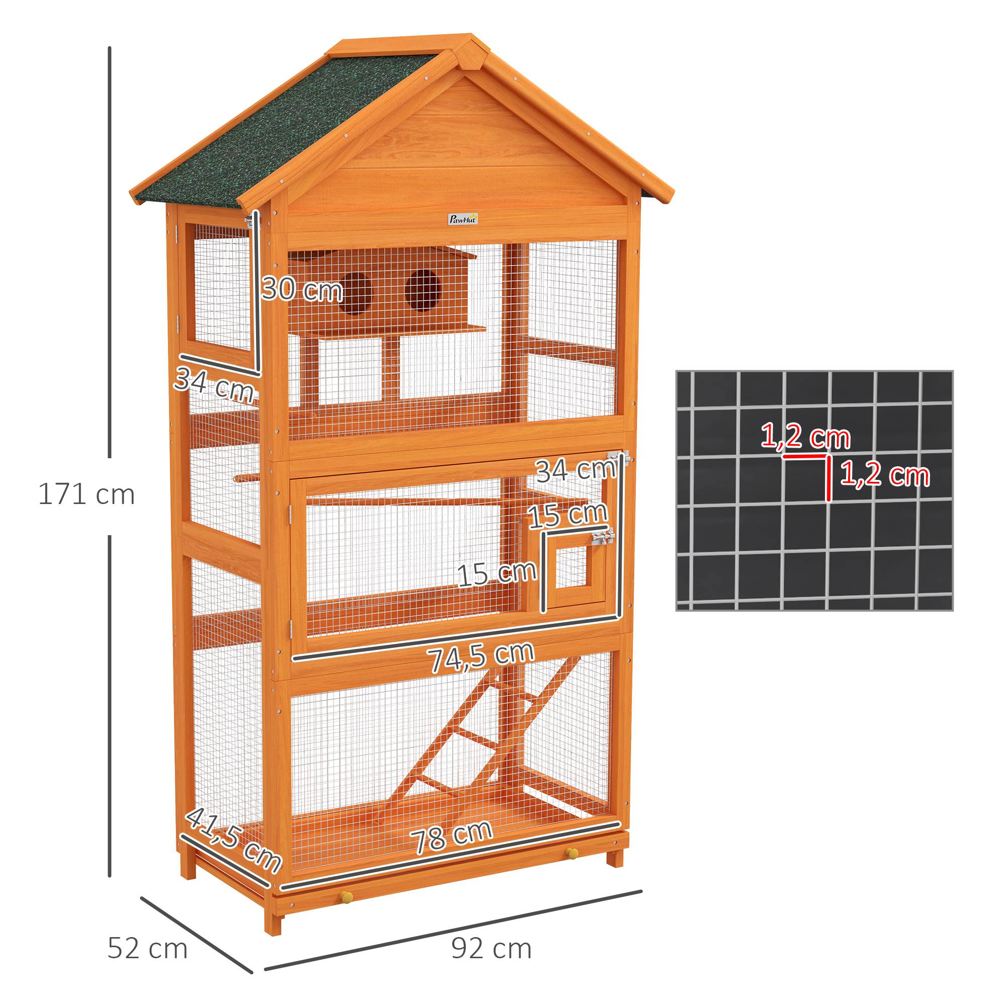 Cage à oiseaux bois orange 92 x 52 x 171 cm - PANGIVO - Image 5