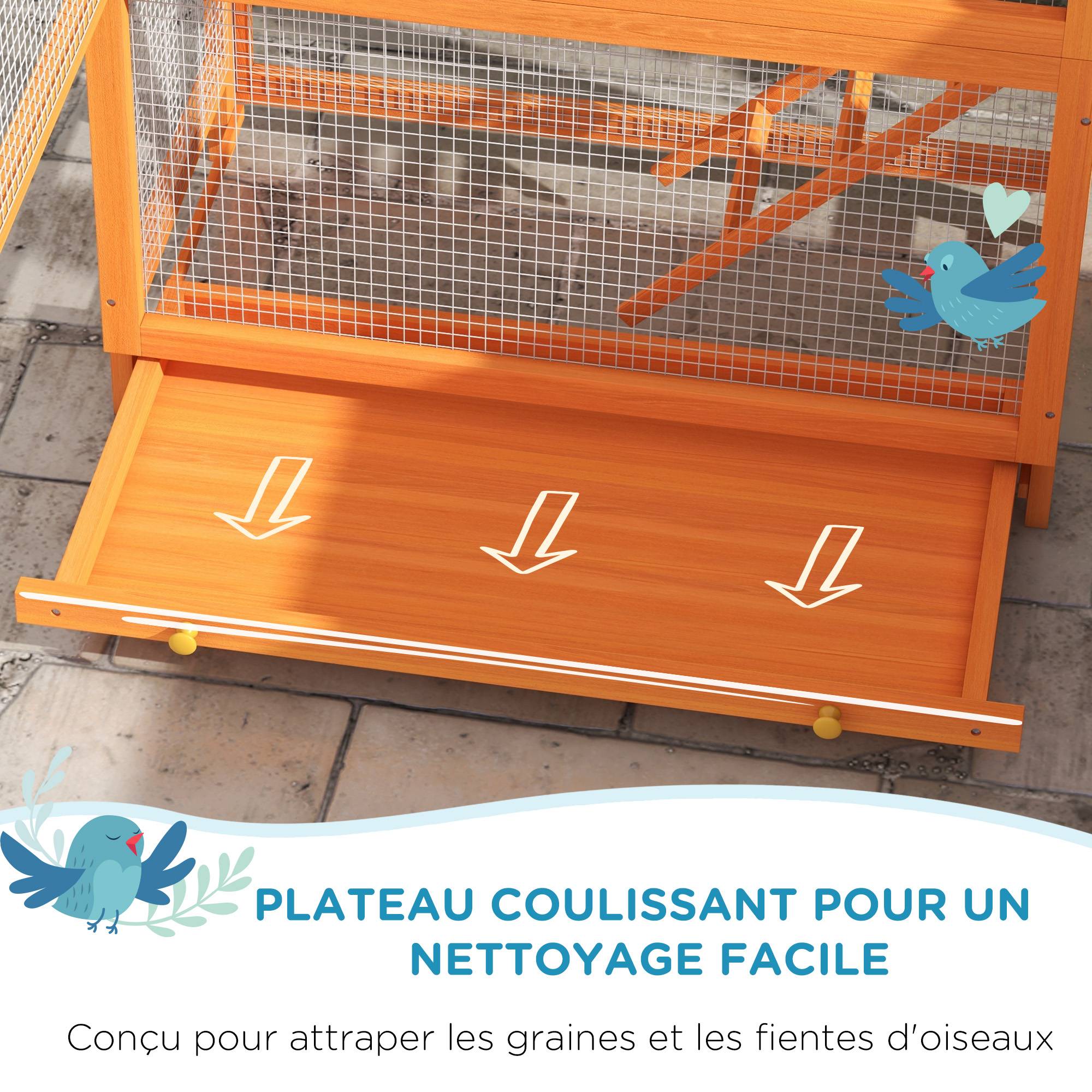 Cage à oiseaux bois orange 92 x 52 x 171 cm - PANGIVO - Image 6