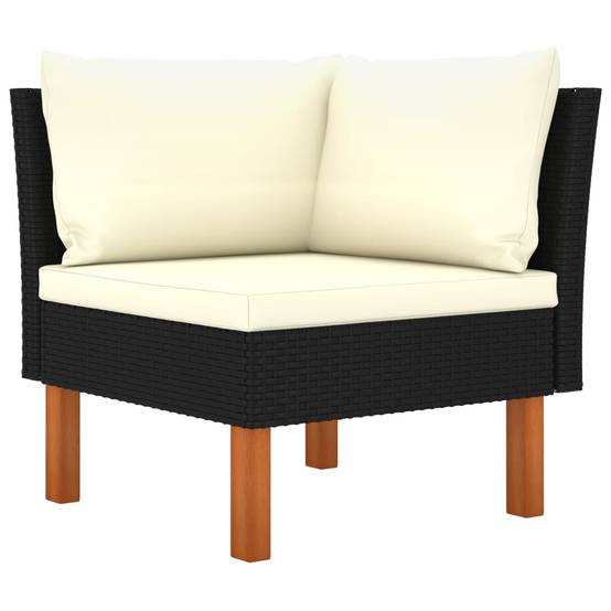Helloshop26 - Salon de jardin meuble d'extérieur ensemble de mobilier 4 pièces avec coussins résine tressée noir - Imagen 3