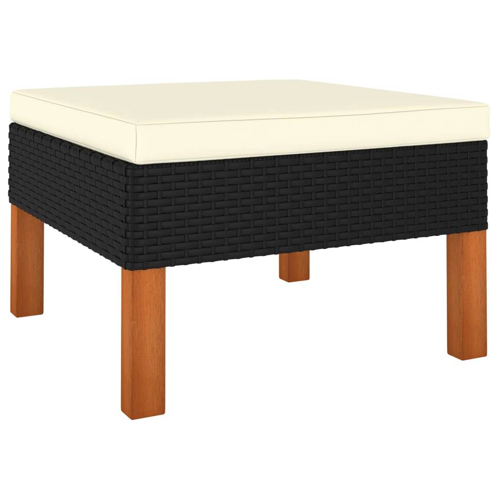 Helloshop26 - Salon de jardin meuble d'extérieur ensemble de mobilier 4 pièces avec coussins résine tressée noir - Imagen 4