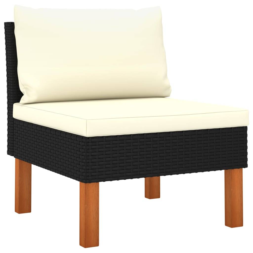 Helloshop26 - Salon de jardin meuble d'extérieur ensemble de mobilier 4 pièces avec coussins résine tressée noir - Imagen 5