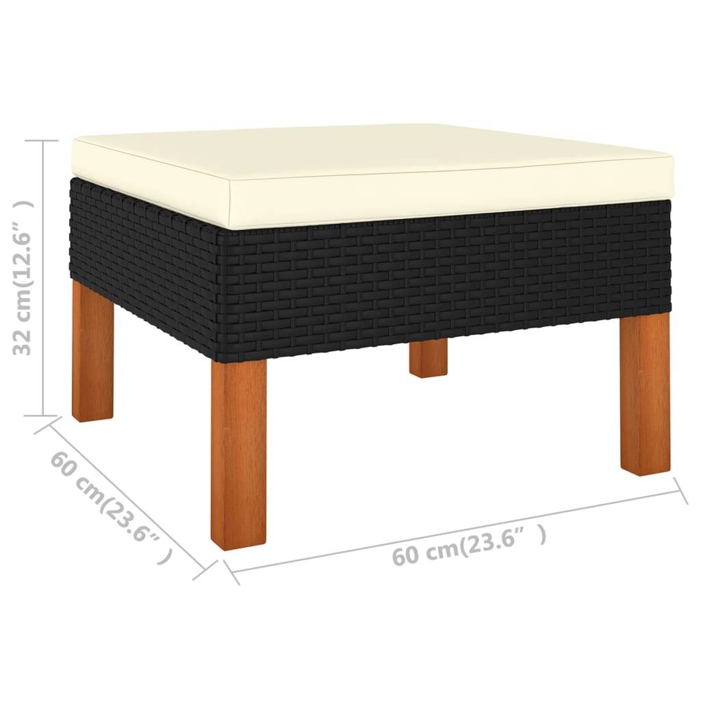 Helloshop26 - Salon de jardin meuble d'extérieur ensemble de mobilier 4 pièces avec coussins résine tressée noir - Imagen 6